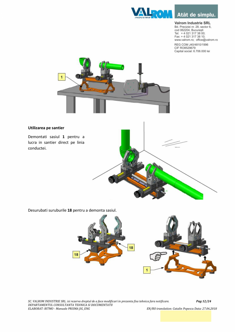 Pagina 12-Manual de utilizare si intretinere pentru aparatul de sudura PPR PRISMA JIG VALROM Instructiuni...