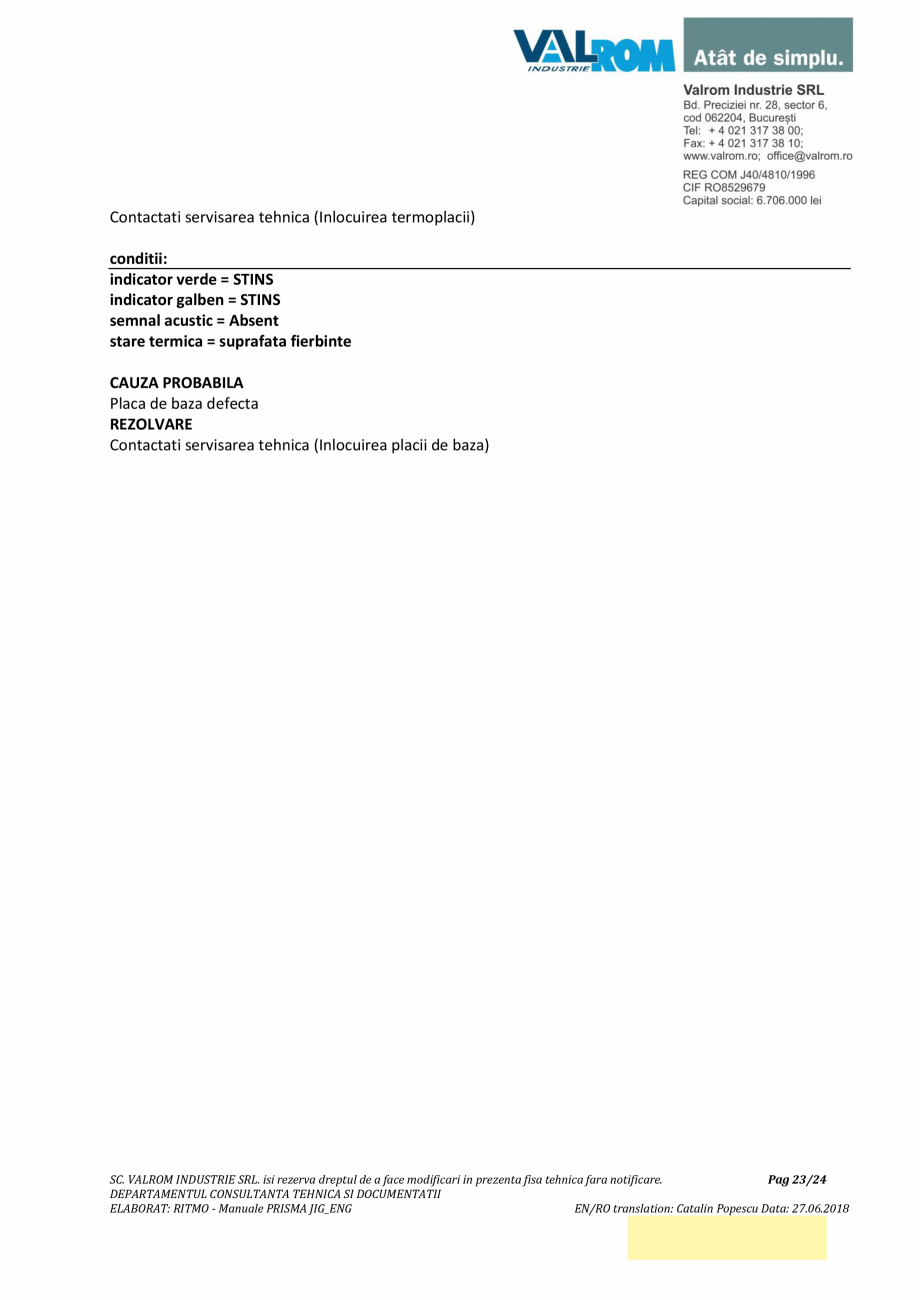 Pagina 23-Manual de utilizare si intretinere pentru aparatul de sudura PPR PRISMA JIG VALROM Instructiuni...