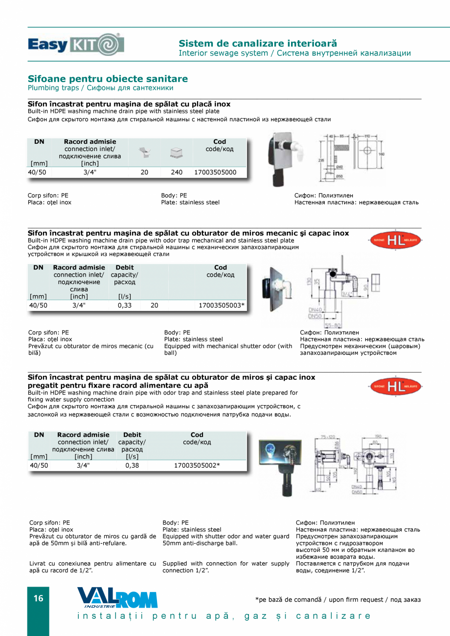 Pagina 16-EasyKIT - Sistem de canalizare interioara VALROM Catalog, brosura Romana нутренней...