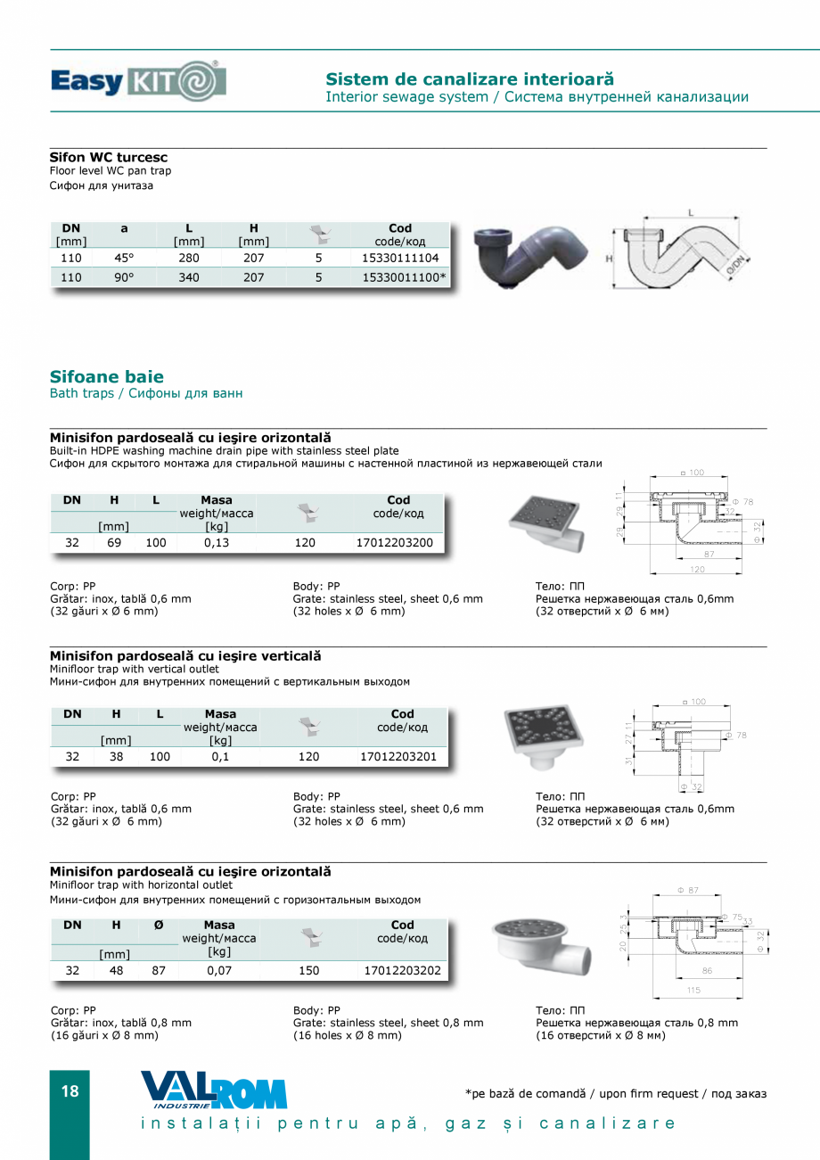 Pagina 18 - EasyKIT - Sistem de canalizare interioara VALROM Catalog, brosura Romana...