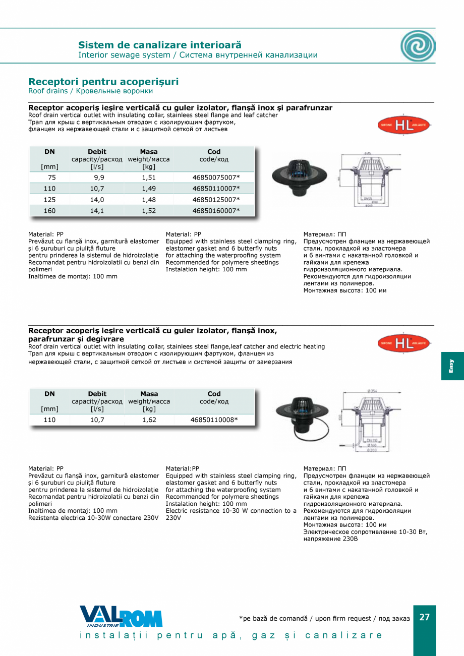 Pagina 27 - EasyKIT - Sistem de canalizare interioara VALROM Catalog, brosura Romana ewage system / ...