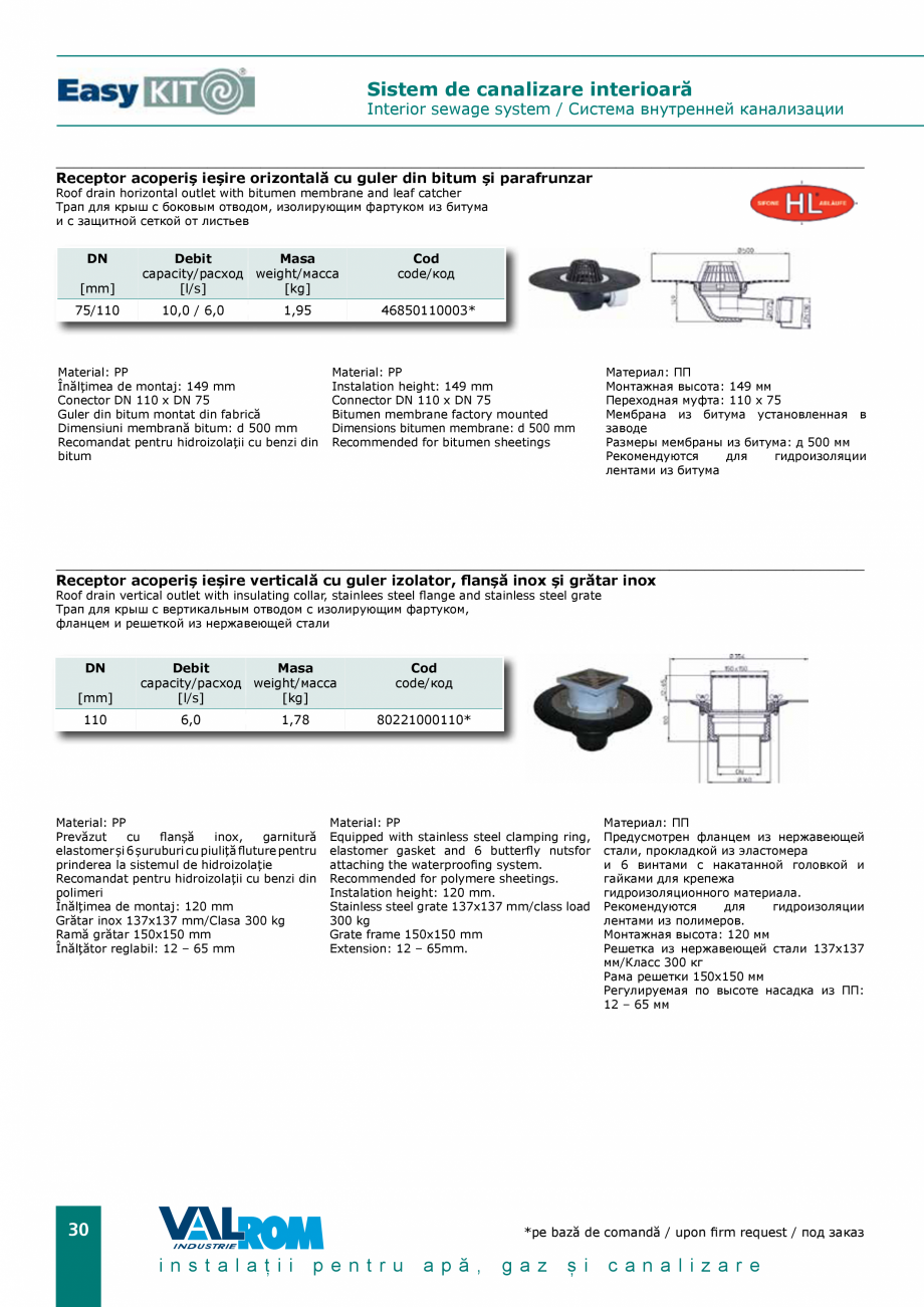 Pagina 30-EasyKIT - Sistem de canalizare interioara VALROM Catalog, brosura Romana el inox
Prevăzut cu...