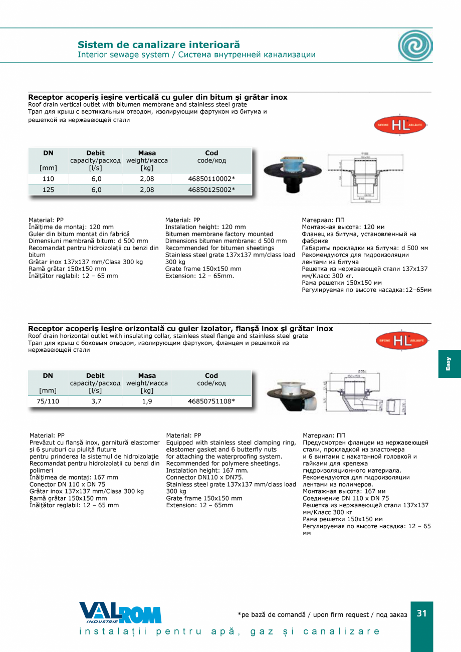 Pagina 31-EasyKIT - Sistem de canalizare interioara VALROM Catalog, brosura Romana рубка подачи...