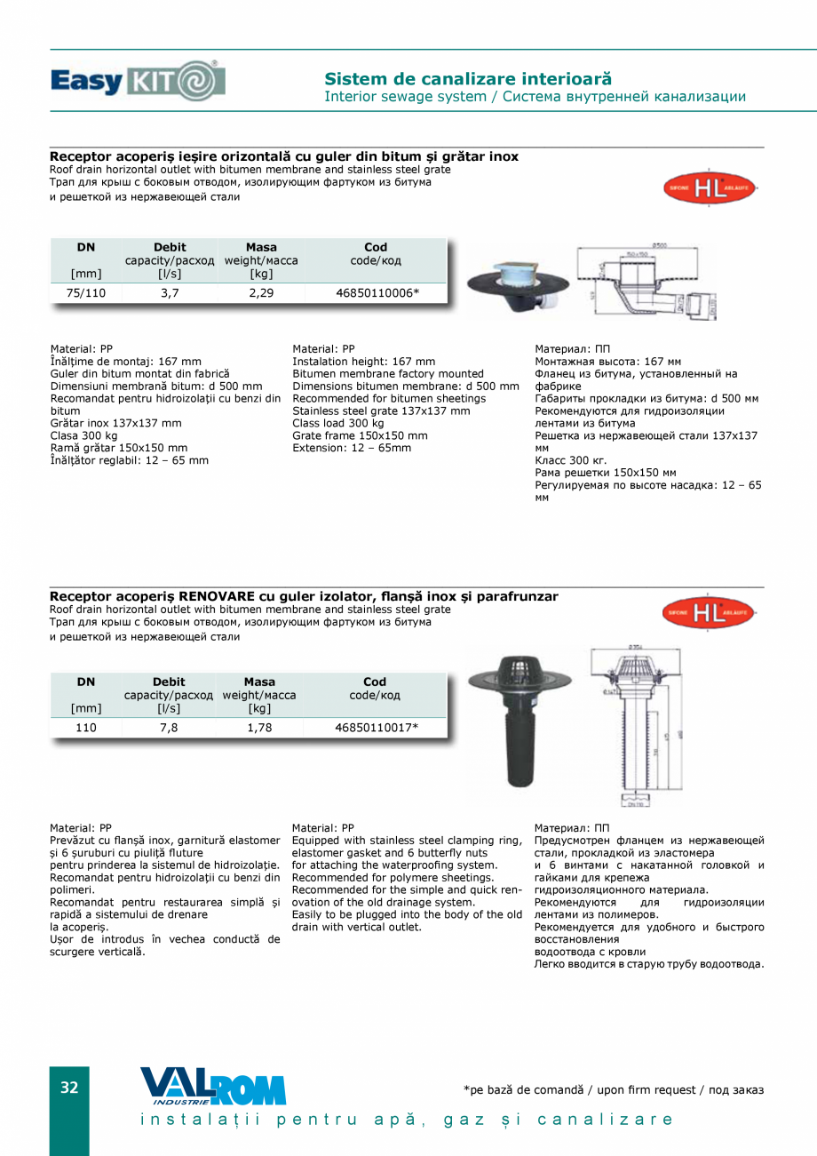 Pagina 32 - EasyKIT - Sistem de canalizare interioara VALROM Catalog, brosura Romana e comandă /...