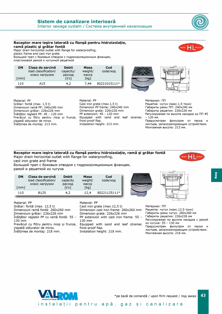 Pagina 43-EasyKIT - Sistem de canalizare interioara VALROM Catalog, brosura Romana itabil cu 1 ieşire...