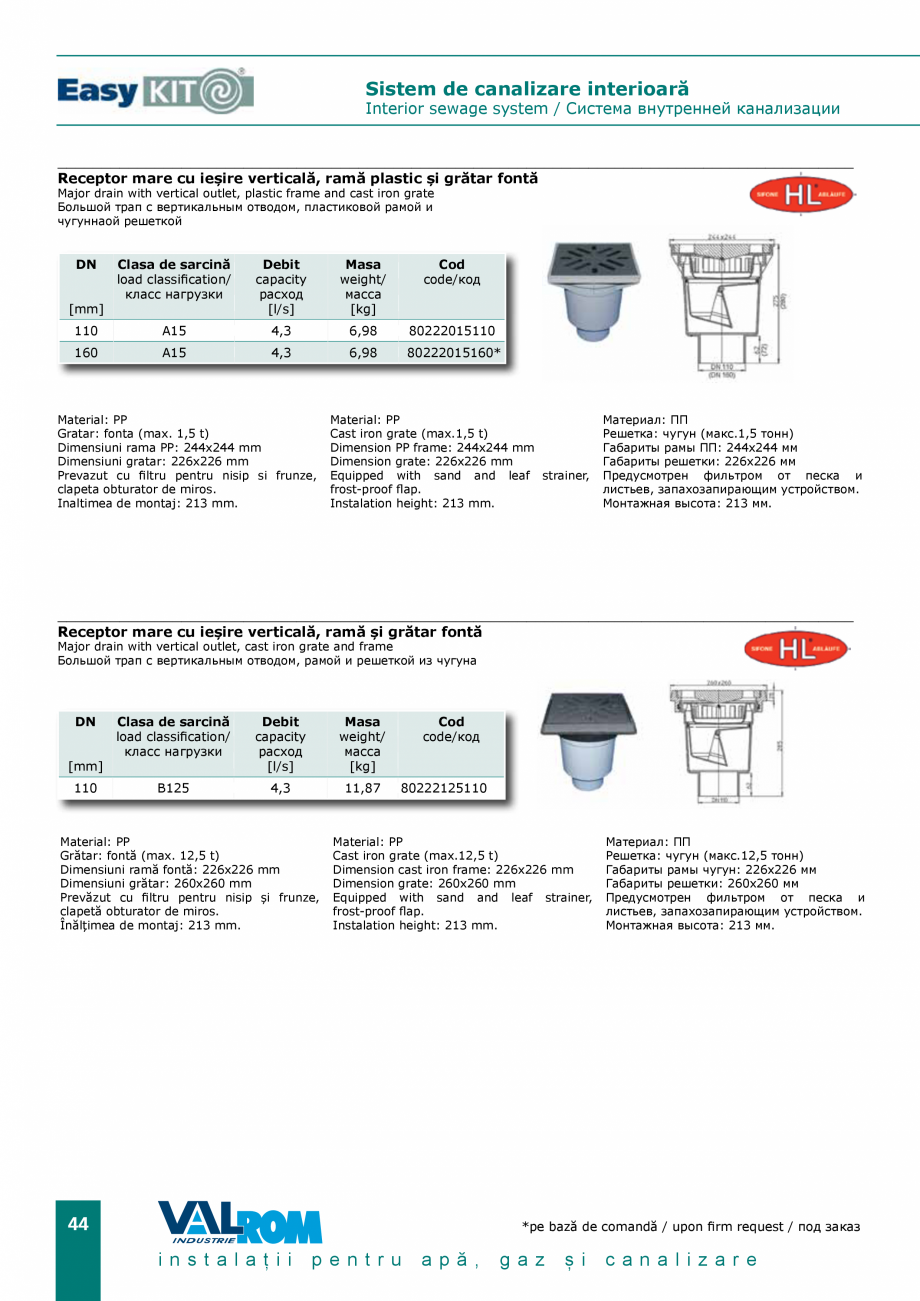 Pagina 44-EasyKIT - Sistem de canalizare interioara VALROM Catalog, brosura Romana ний с доступом...