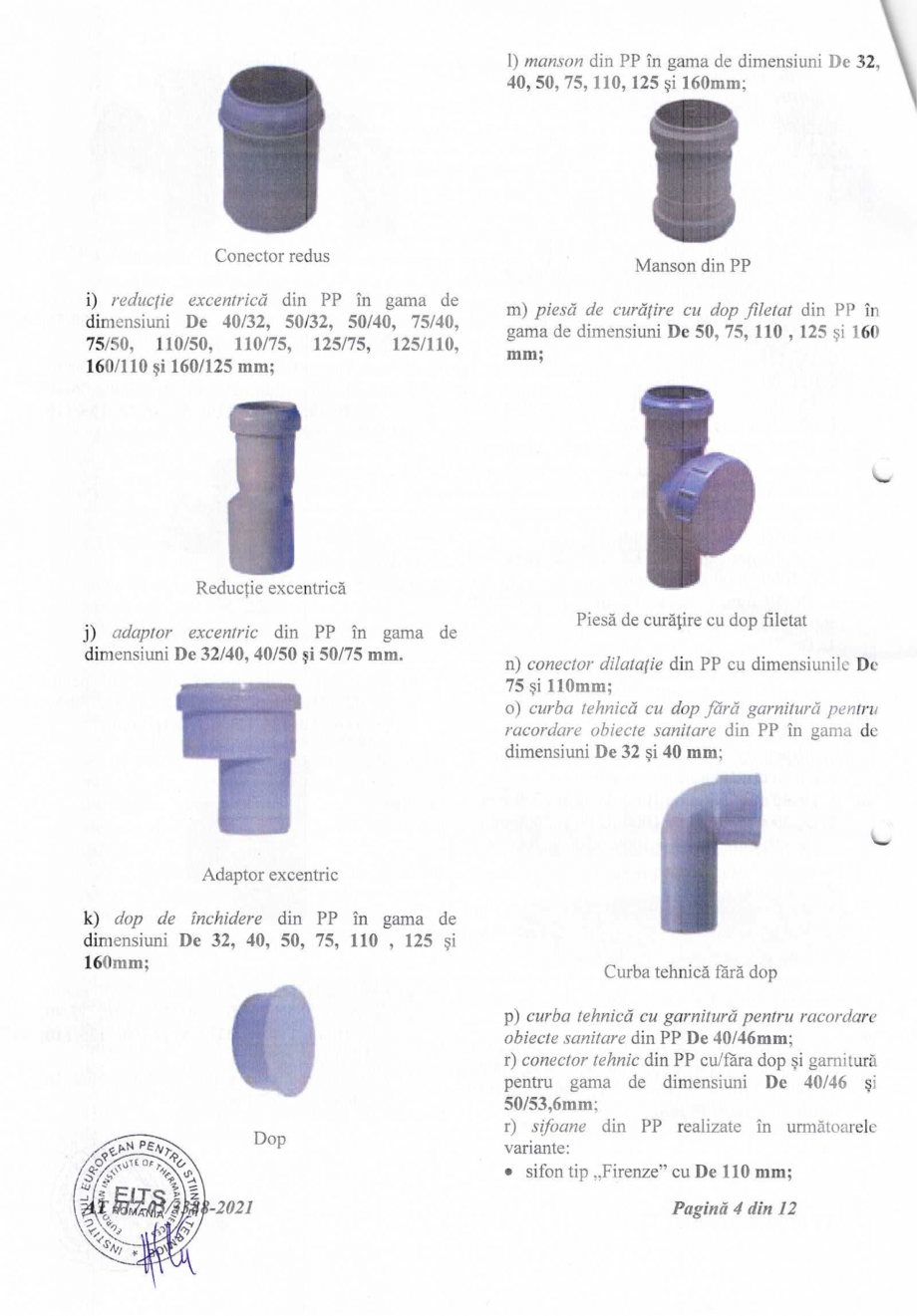 Pagina 5-Agrement tehnic nr 017-05/3388-2021 pentru Tevi si fitinguri dn PP pentru instalatii de canalizare...