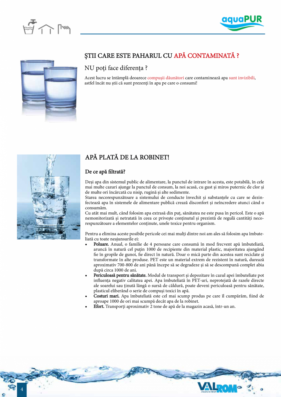 Pagina 3-Sisteme de filtrare si tratare apa potabila aquaPur VALROM Catalog, brosura Romana re se...