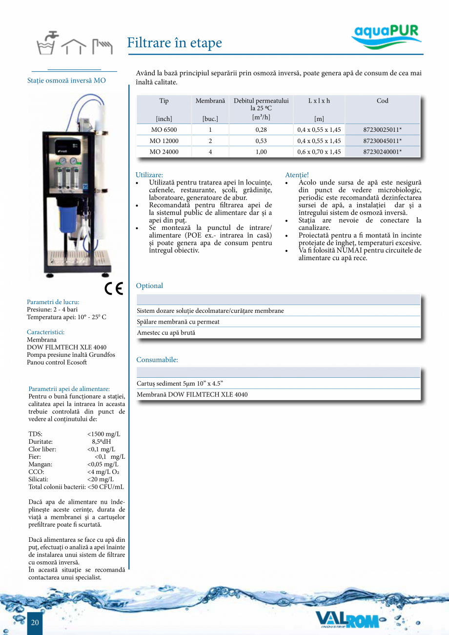 Pagina 19-Sisteme de filtrare si tratare apa potabila aquaPur VALROM Catalog, brosura Romana limentare cu apă...