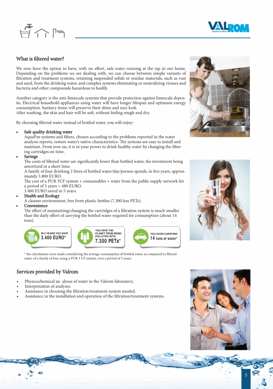 Pagina 4-Catalog - Sisteme de filtrare si tratare apa potabila VALROM Catalog, brosura Engleza  a series of...