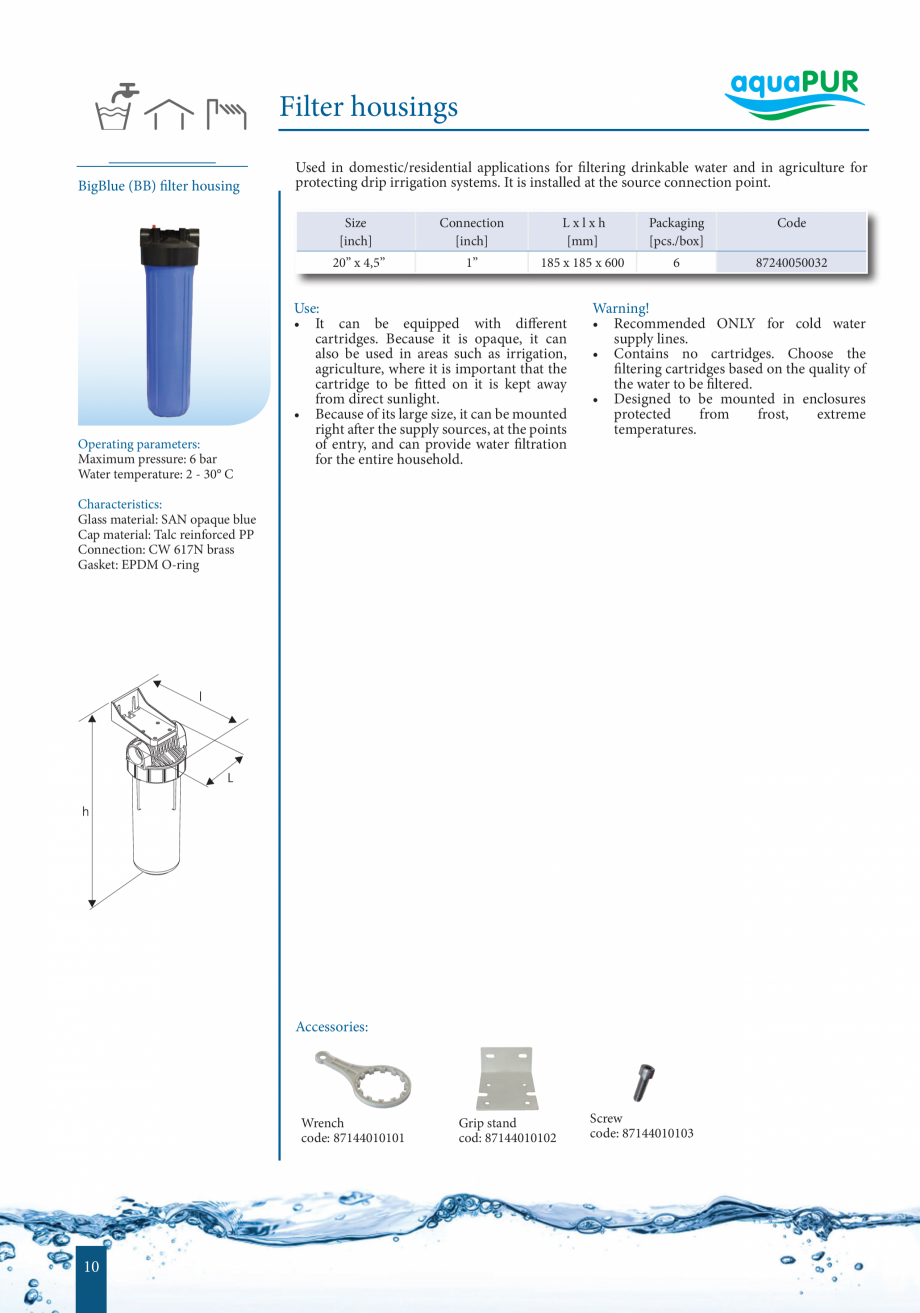 Pagina 9-Catalog - Sisteme de filtrare si tratare apa potabila VALROM Catalog, brosura Engleza y, as a set of...