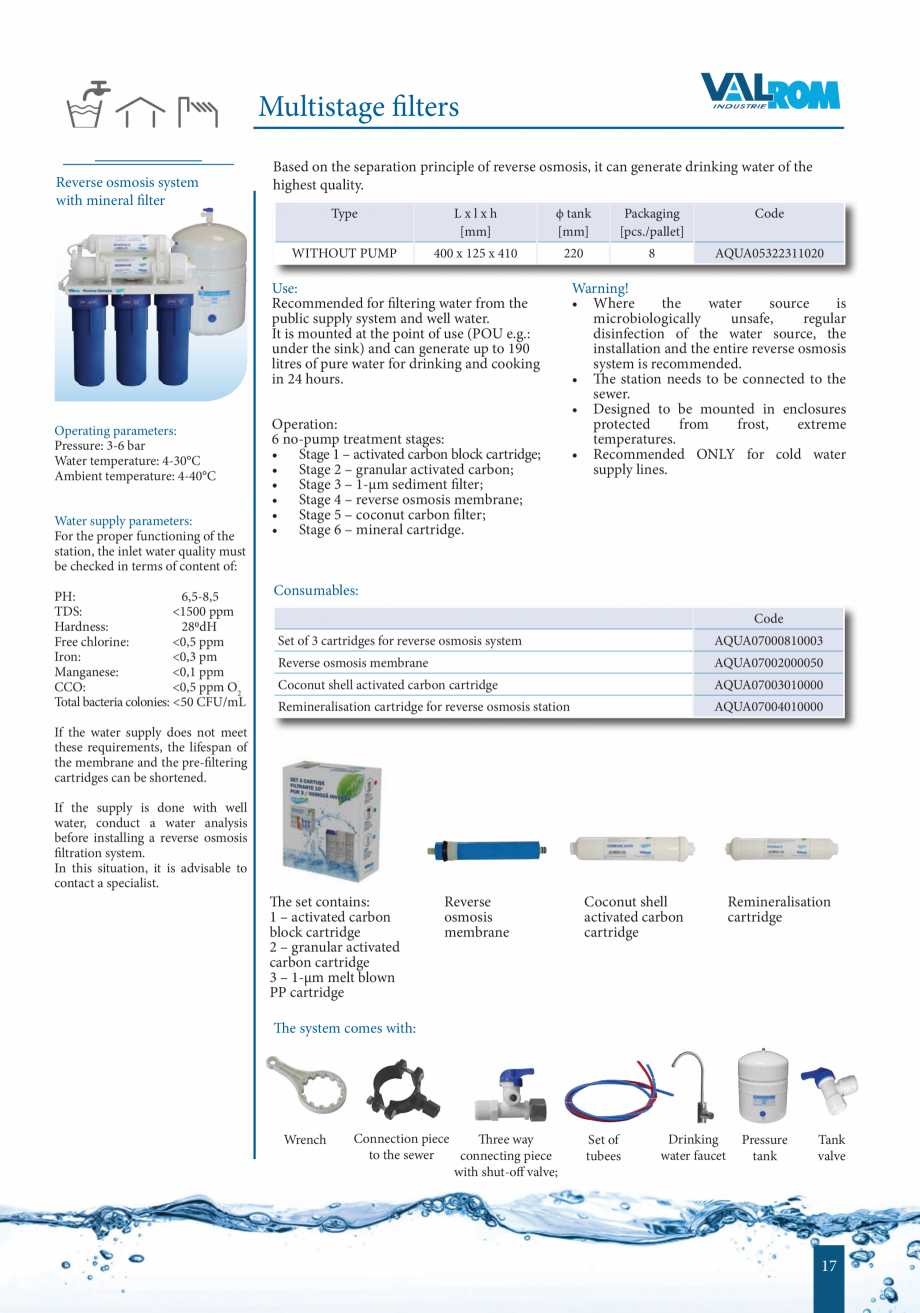 Pagina 16-Catalog - Sisteme de filtrare si tratare apa potabila VALROM Catalog, brosura Engleza is mounted on ...
