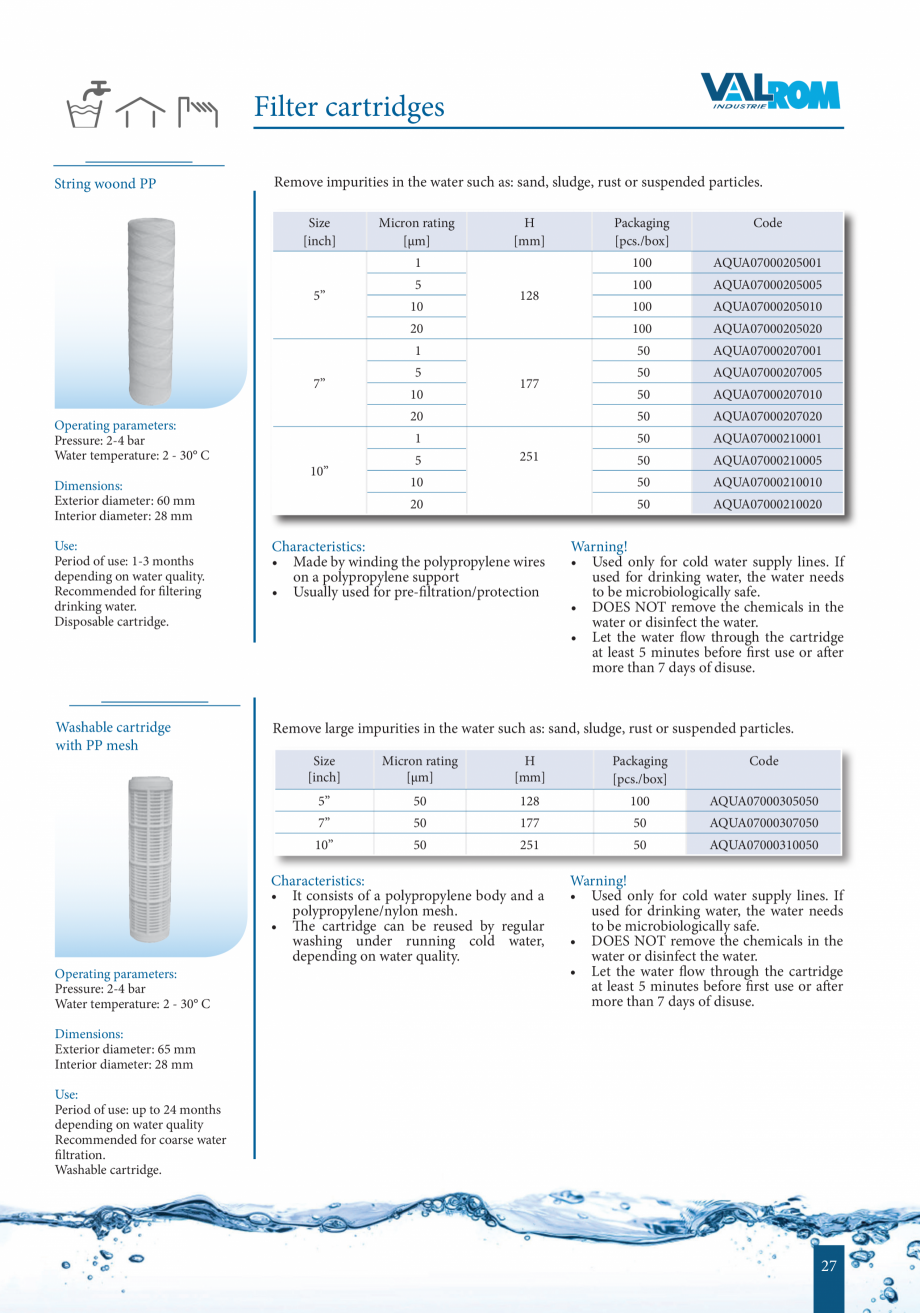Pagina 26-Catalog - Sisteme de filtrare si tratare apa potabila VALROM Catalog, brosura Engleza e checked in...