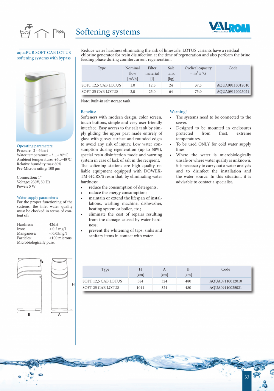 Pagina 33-Catalog - Sisteme de filtrare si tratare apa potabila VALROM Catalog, brosura Engleza ater mixture

...