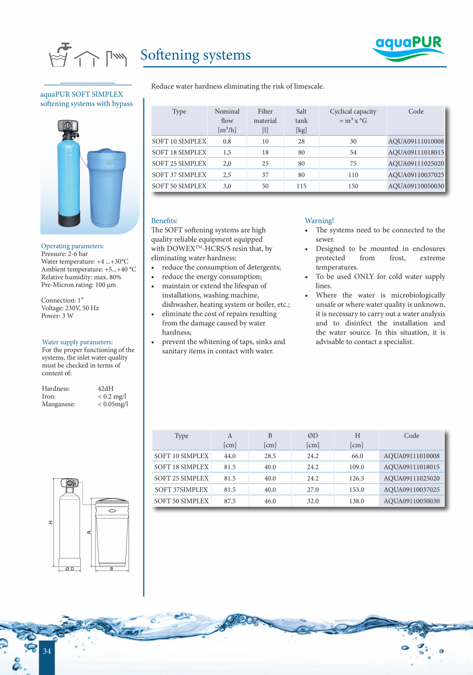 Pagina 34-Catalog - Sisteme de filtrare si tratare apa potabila VALROM Catalog, brosura Engleza  cold water....