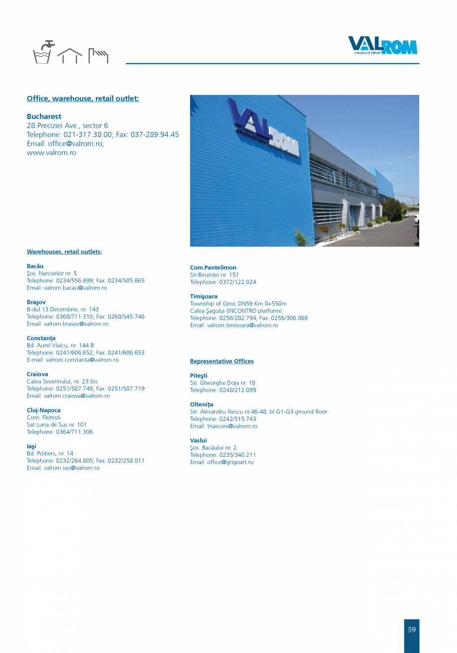 Pagina 59-Catalog - Sisteme de filtrare si tratare apa potabila VALROM Catalog, brosura Engleza tures.
• To ...