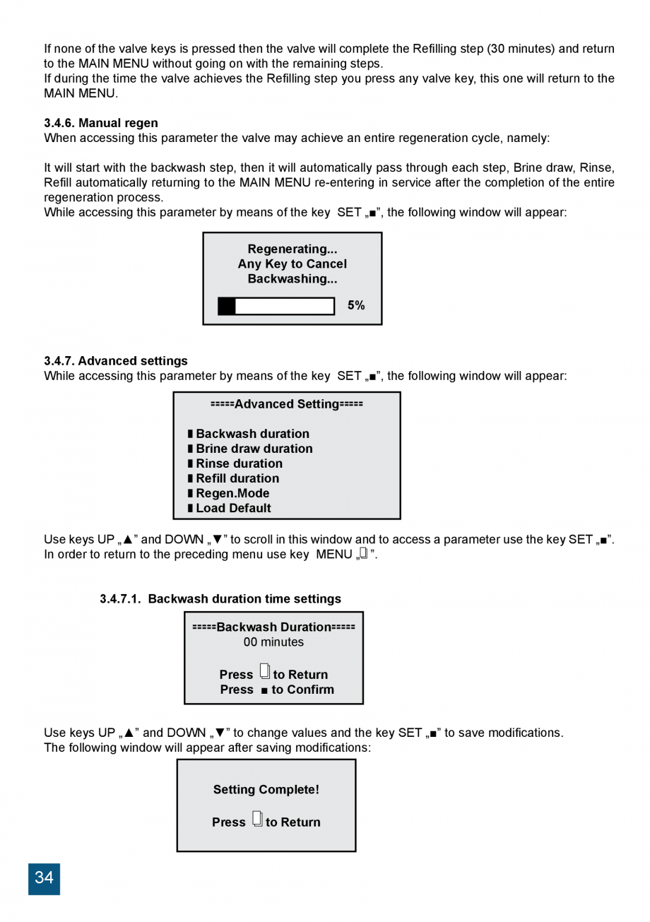 Pagina 34 - Manual de instalare si operare sisteme de tratare apa cu rasini schimbatoare de ioni...
