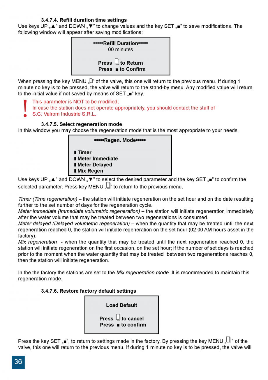 Pagina 36 - Manual de instalare si operare sisteme de tratare apa cu rasini schimbatoare de ioni...