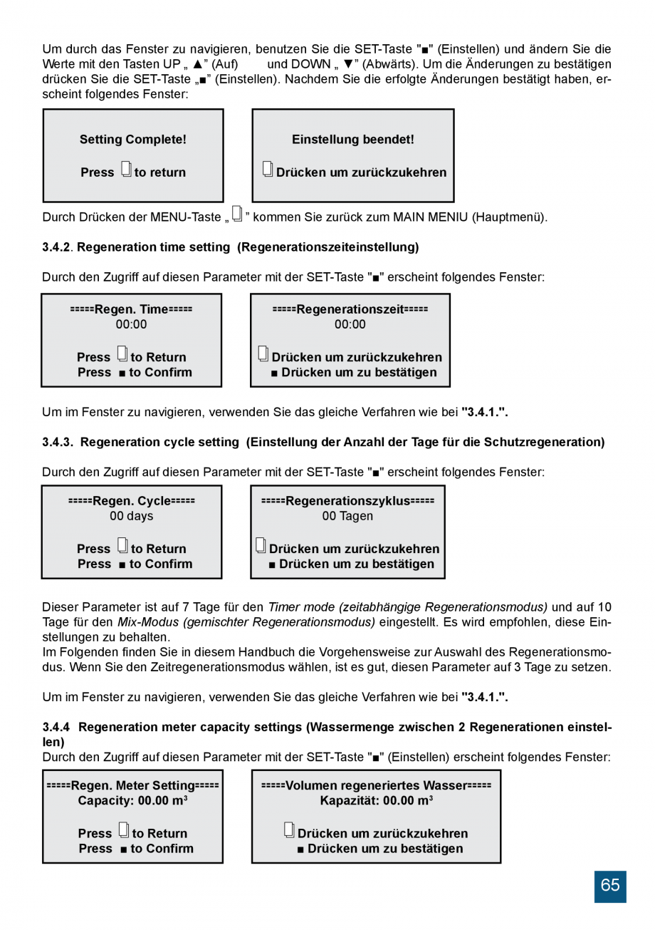 Pagina 65 - Manual de instalare si operare sisteme de tratare apa cu rasini schimbatoare de ioni...