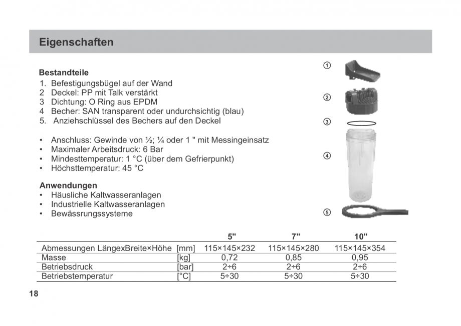 Pagina 18-Instructiuni de utilizare si montaj a filtrelor pentru apa potabila - Filtre fara cartus VALROM...
