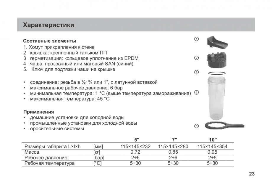 Pagina 23-Instructiuni de utilizare si montaj a filtrelor pentru apa potabila - Filtre fara cartus VALROM...