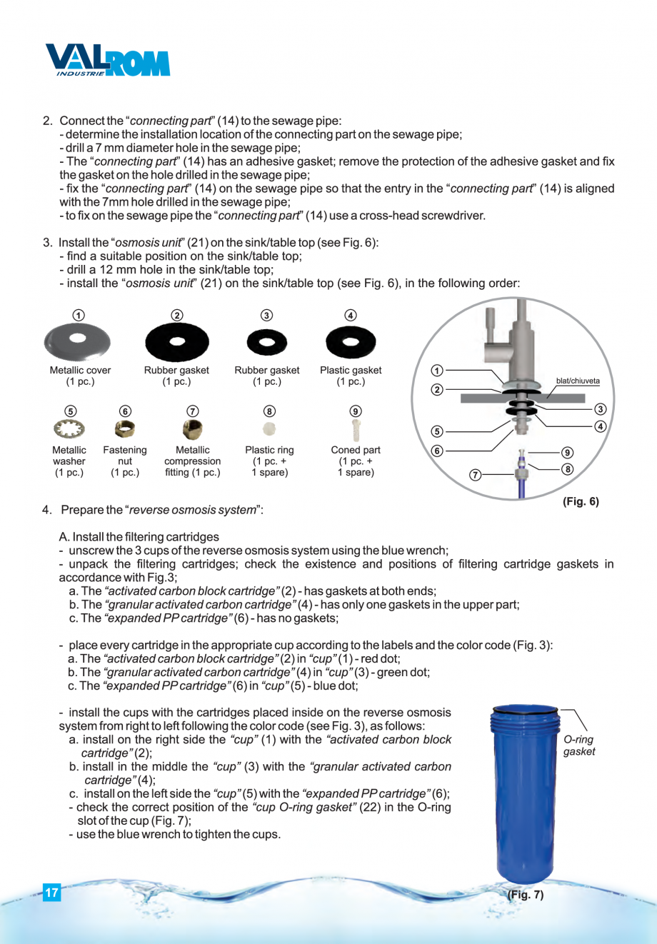 Pagina 17 - Instructiuni de utilizare si montaj al sistemelor de osmoza inversa - aquaPUR VALROM...