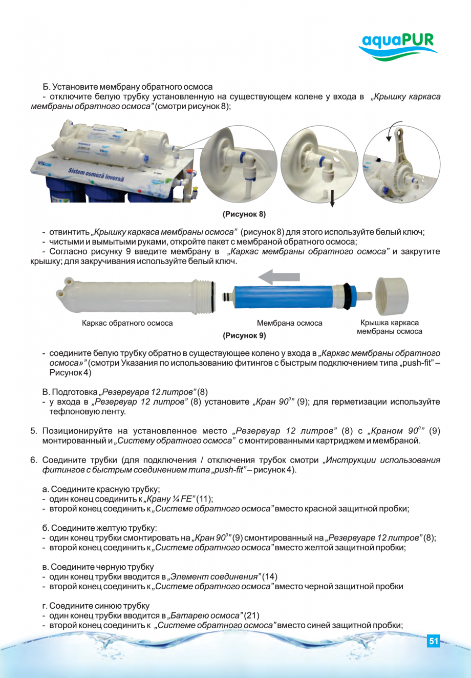Pagina 51-Instructiuni de utilizare si montaj al sistemelor de osmoza inversa - aquaPUR VALROM Instructiuni...