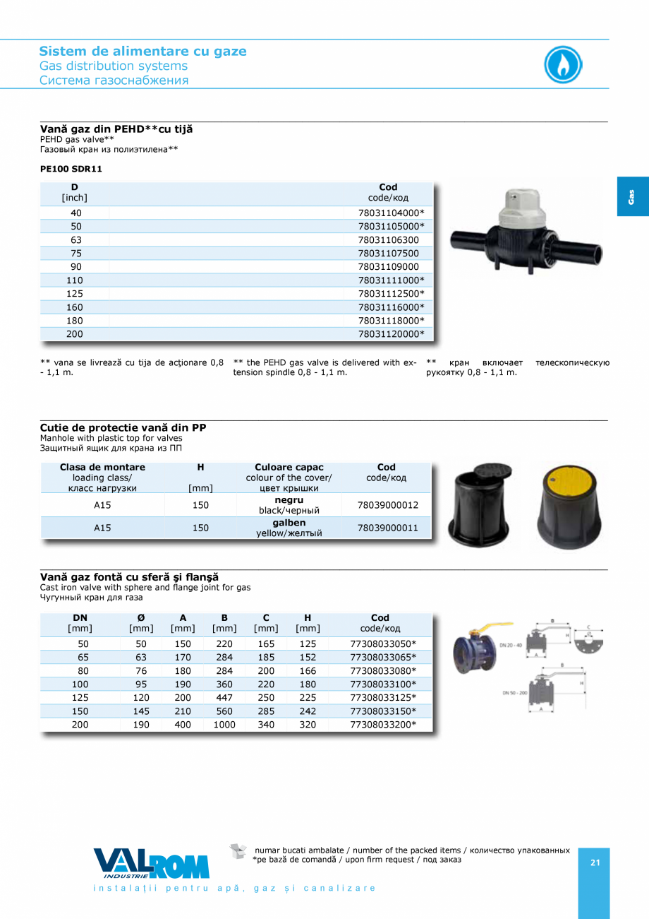 Pagina 21-Sistem de alimentare cu gaze VALROM GasKIT Catalog, brosura Engleza, Romana, Rusa E 100 SDR11...