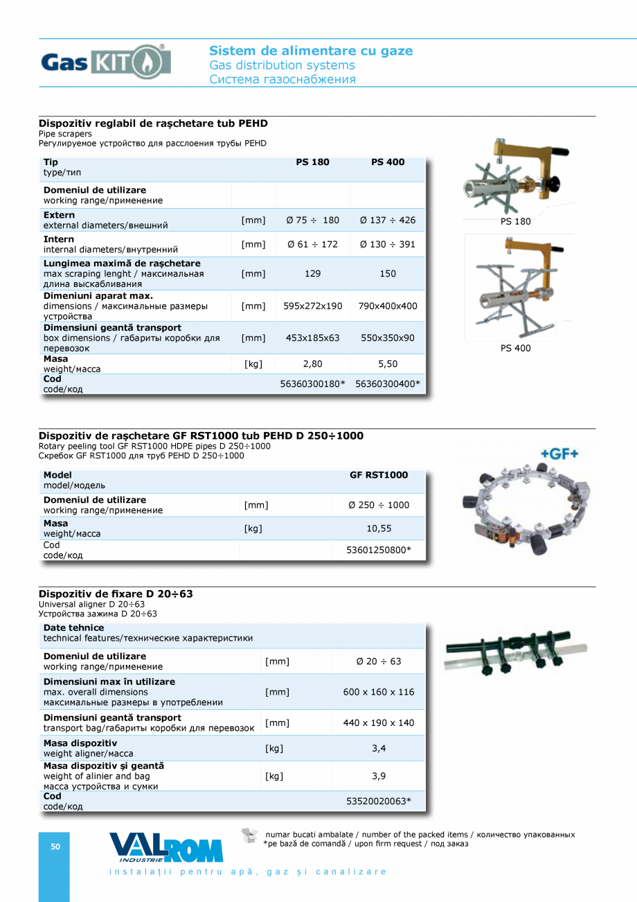 Pagina 50-Sistem de alimentare cu gaze VALROM GasKIT Catalog, brosura Engleza, Romana, Rusa  de 4,0 mm și 4,7...