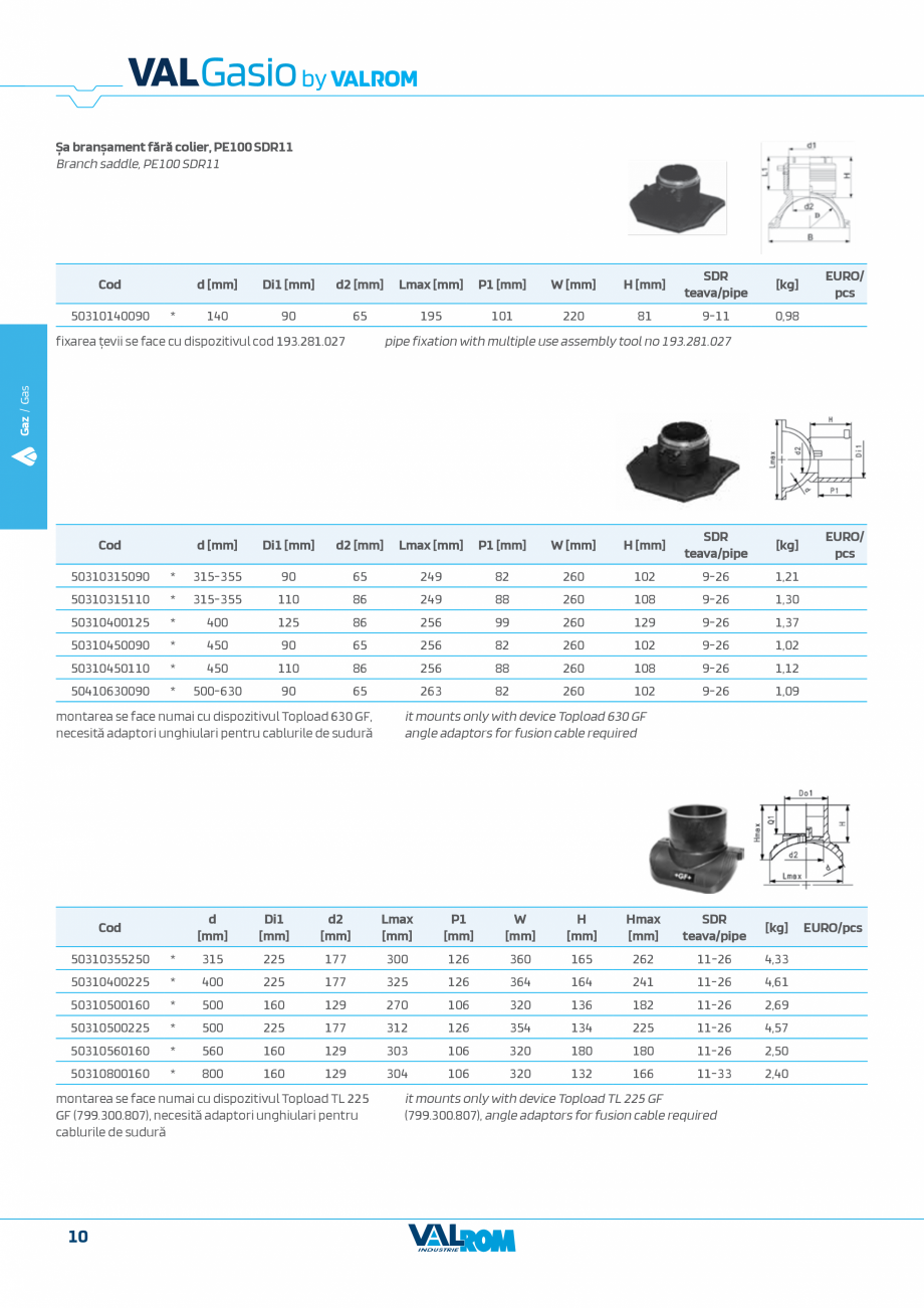 Pagina 10-Sistem complet pentru rețele de transport și distribuție gaze naturale VALROM VALGasio Catalog,...