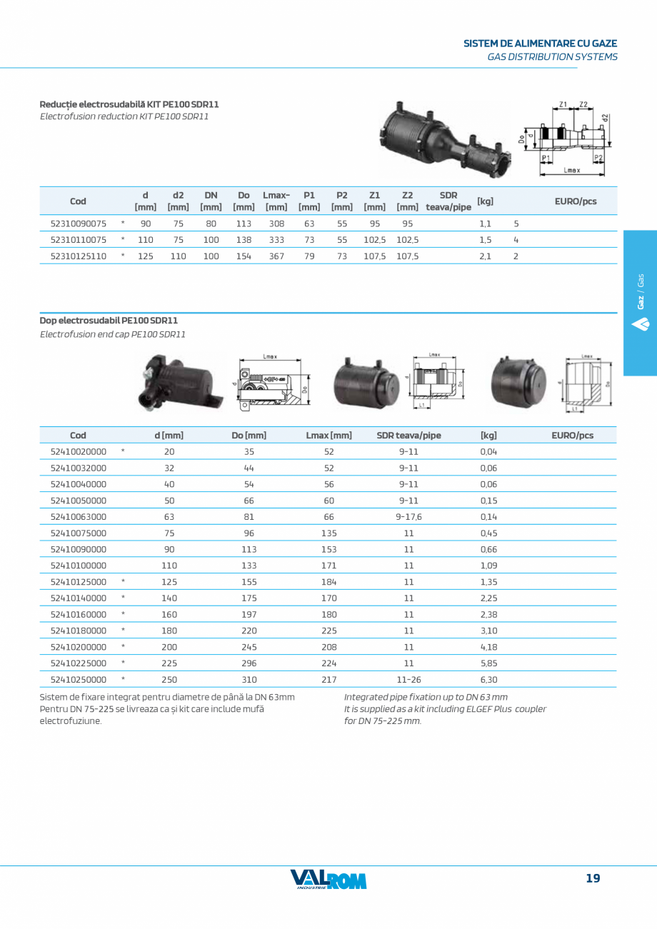 Pagina 19-Sistem complet pentru rețele de transport și distribuție gaze naturale VALROM VALGasio Catalog,...