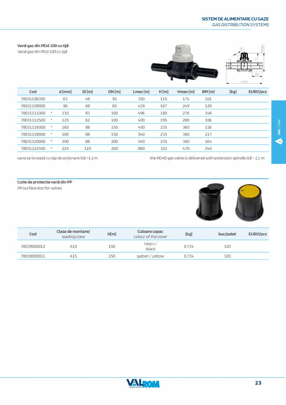 Pagina 23-Sistem complet pentru rețele de transport și distribuție gaze naturale VALROM VALGasio Catalog,...