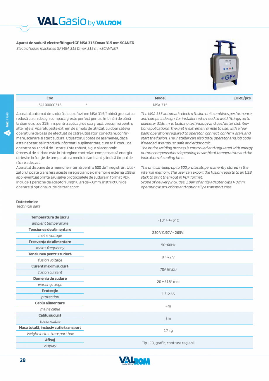 Pagina 28-Sistem complet pentru rețele de transport și distribuție gaze naturale VALROM VALGasio Catalog,...