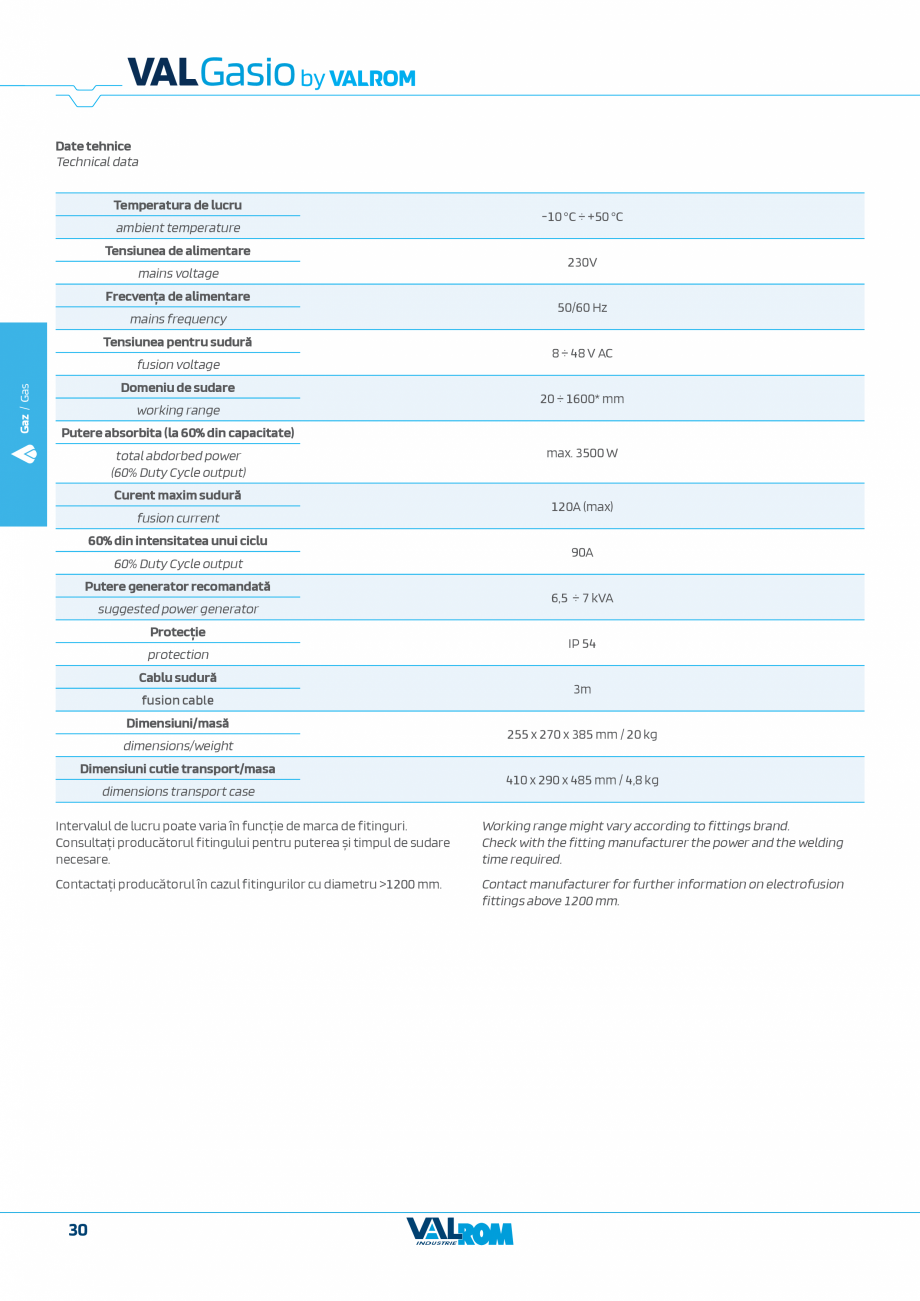 Pagina 30-Sistem complet pentru rețele de transport și distribuție gaze naturale VALROM VALGasio Catalog,...