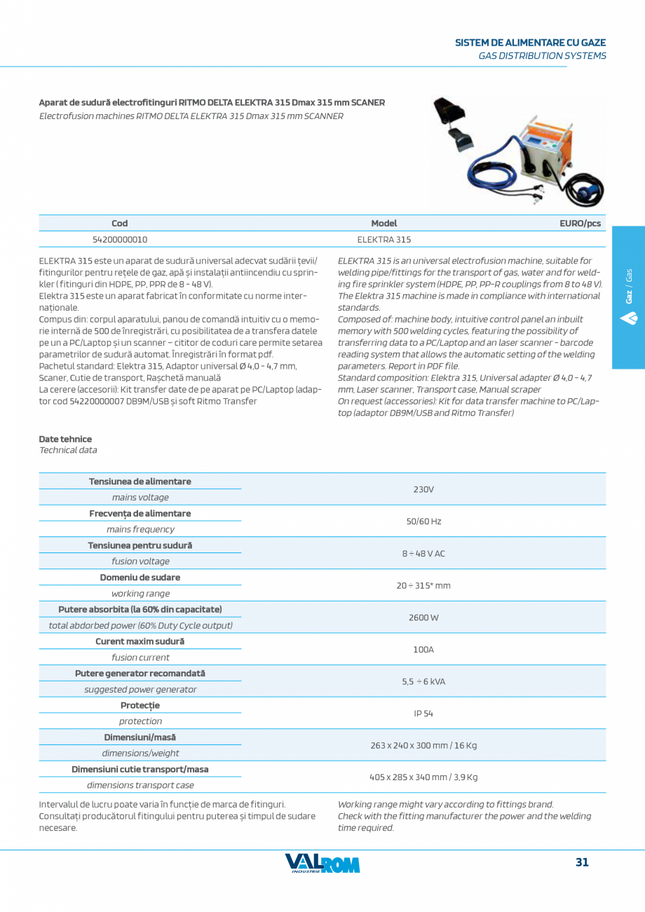 Pagina 31-Sistem complet pentru rețele de transport și distribuție gaze naturale VALROM VALGasio Catalog,...