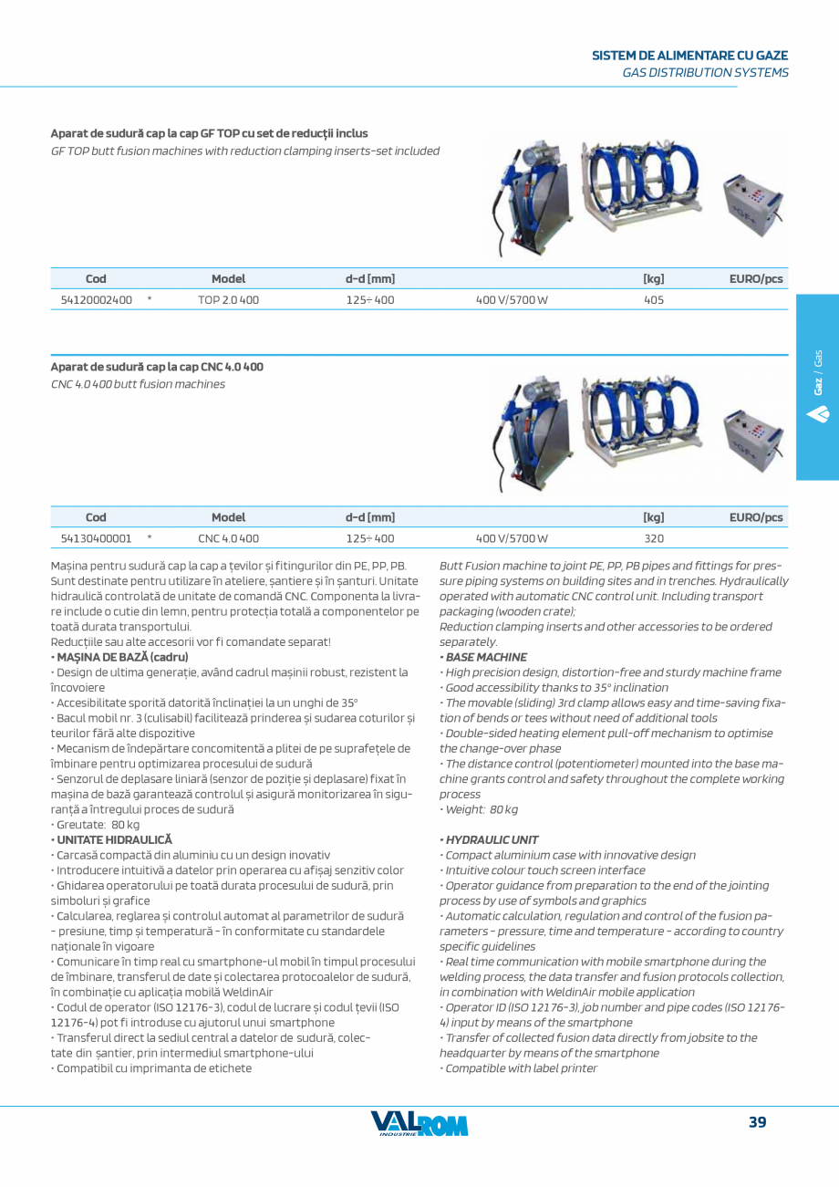 Pagina 39-Sistem complet pentru rețele de transport și distribuție gaze naturale VALROM VALGasio Catalog,...