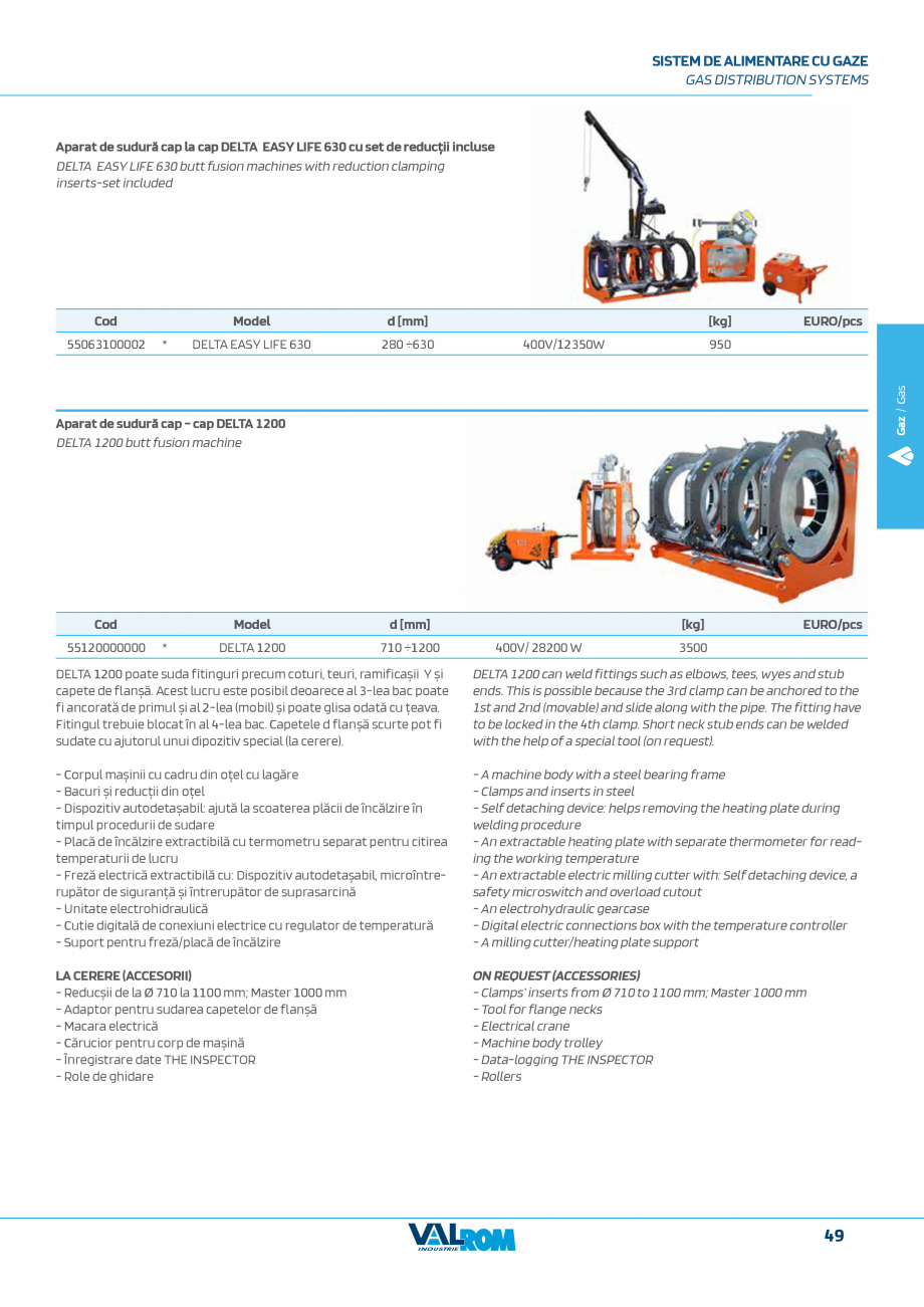 Pagina 49-Sistem complet pentru rețele de transport și distribuție gaze naturale VALROM VALGasio Catalog,...