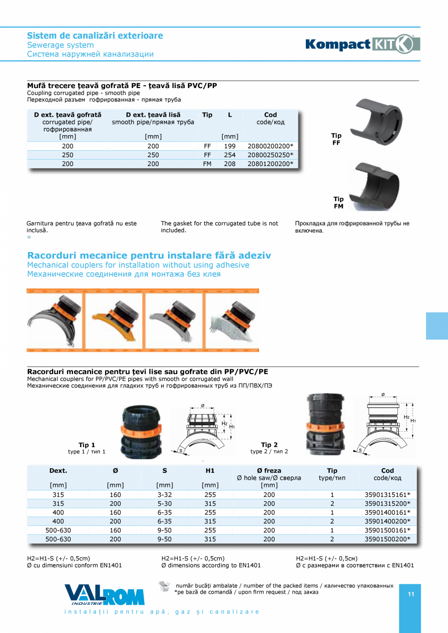 Pagina 11-Sistem de canalizari exterioare VALROM SN2÷SN8, SN10, PE100RC, PE100RC, cu acoperire...