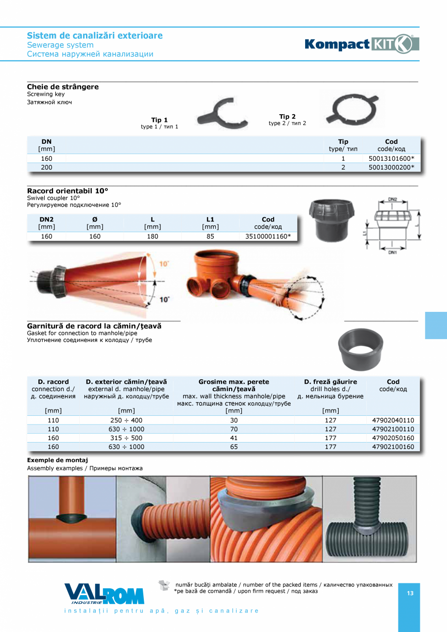 Pagina 13-Sistem de canalizari exterioare VALROM SN2÷SN8, SN10, PE100RC, PE100RC, cu acoperire...