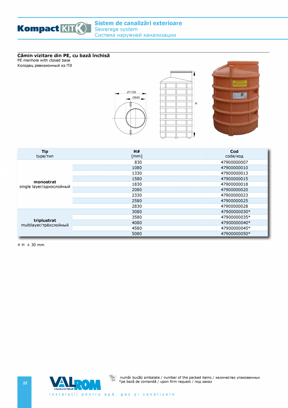 Pagina 22-Sistem de canalizari exterioare VALROM SN2÷SN8, SN10, PE100RC, PE100RC, cu acoperire...