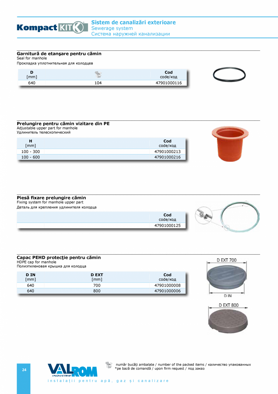 Pagina 24-Sistem de canalizari exterioare VALROM SN2÷SN8, SN10, PE100RC, PE100RC, cu acoperire...