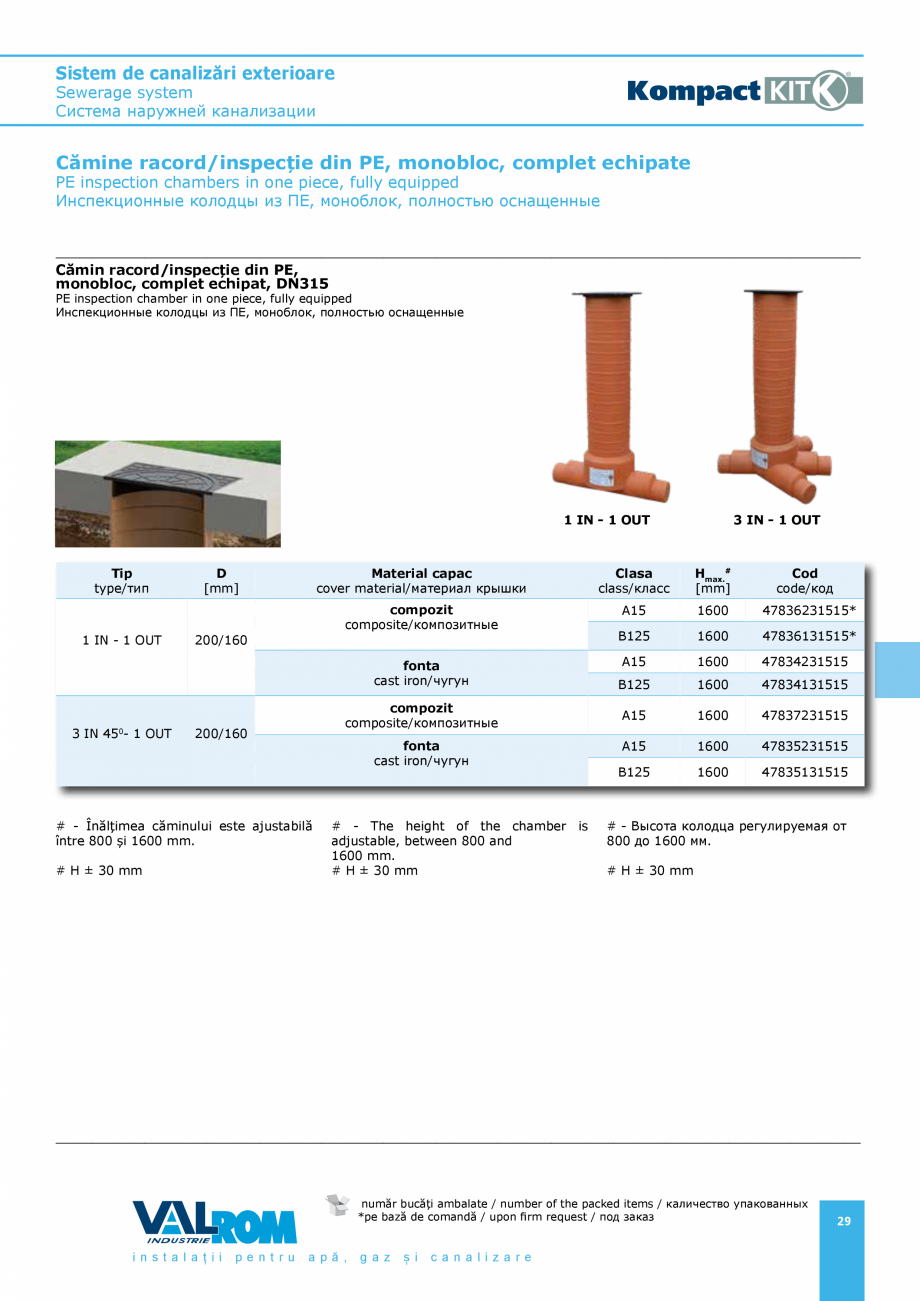 Pagina 29-Sistem de canalizari exterioare VALROM SN2÷SN8, SN10, PE100RC, PE100RC, cu acoperire...