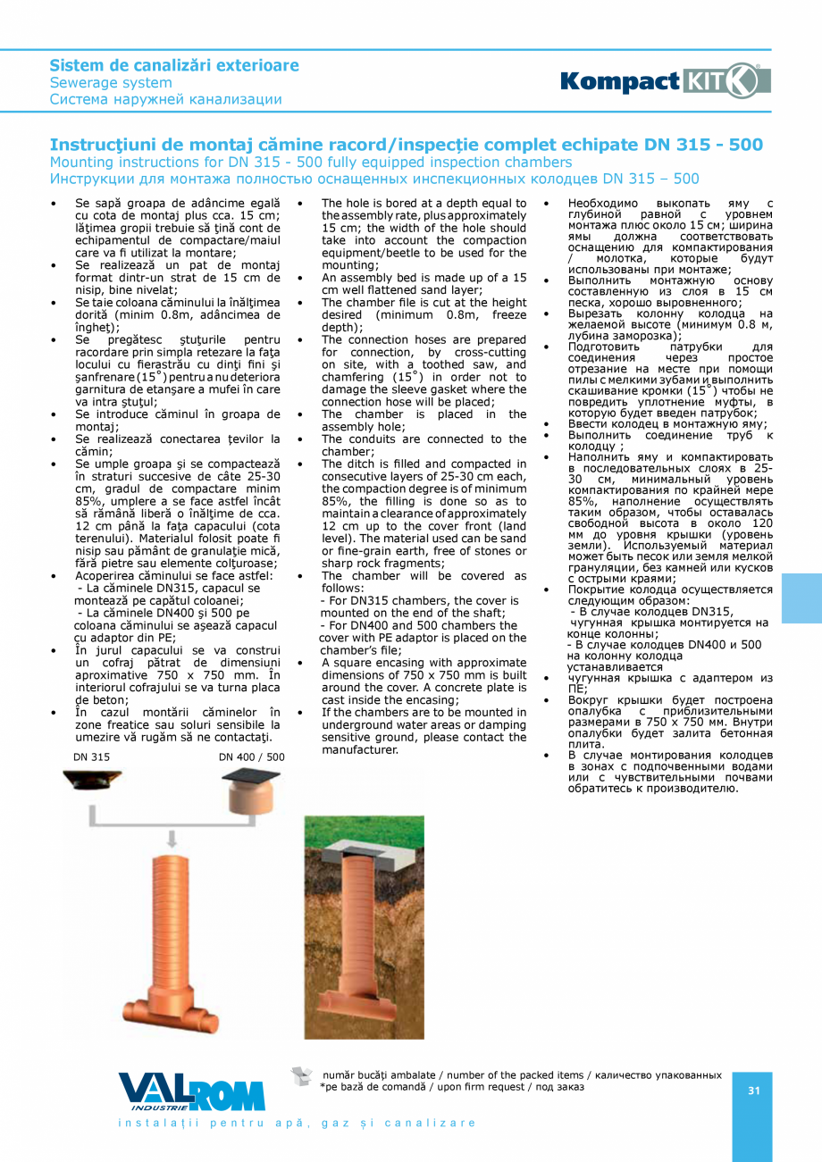 Pagina 31-Sistem de canalizari exterioare VALROM SN2÷SN8, SN10, PE100RC, PE100RC, cu acoperire...