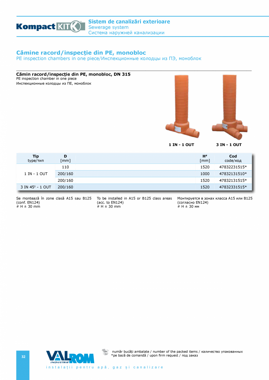 Pagina 32-Sistem de canalizari exterioare VALROM SN2÷SN8, SN10, PE100RC, PE100RC, cu acoperire...