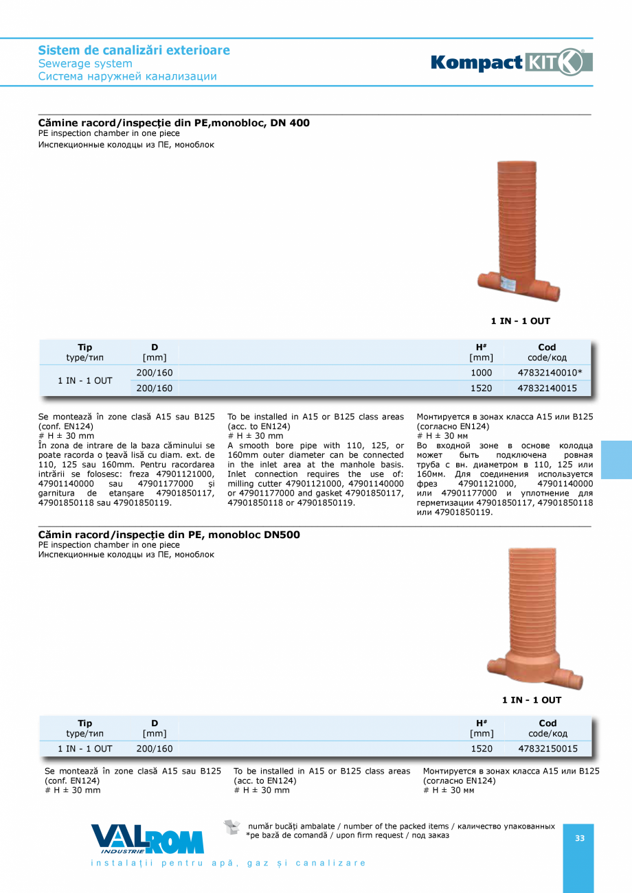 Pagina 33-Sistem de canalizari exterioare VALROM SN2÷SN8, SN10, PE100RC, PE100RC, cu acoperire...