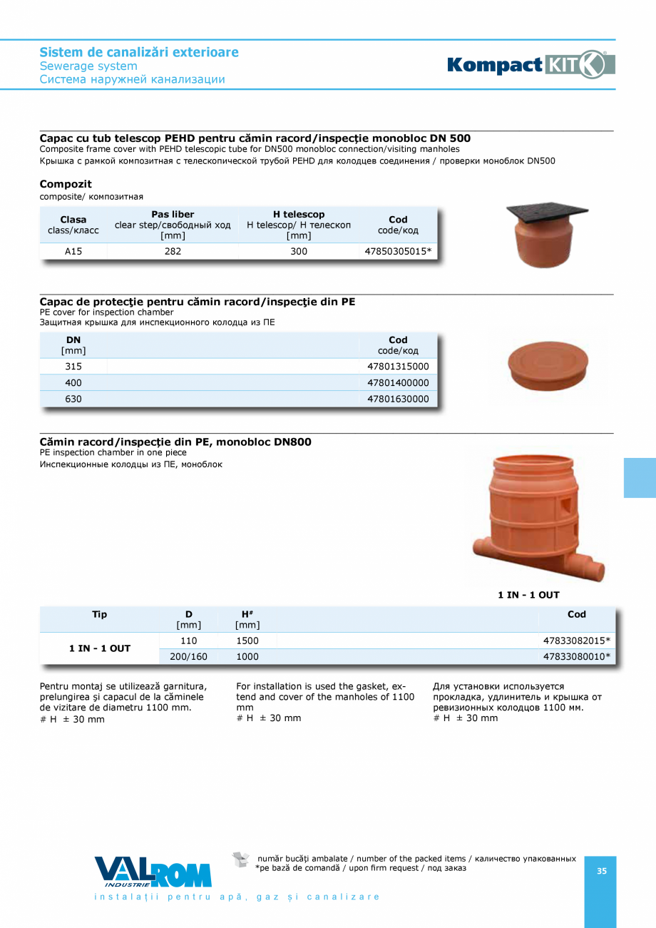Pagina 35-Sistem de canalizari exterioare VALROM SN2÷SN8, SN10, PE100RC, PE100RC, cu acoperire...