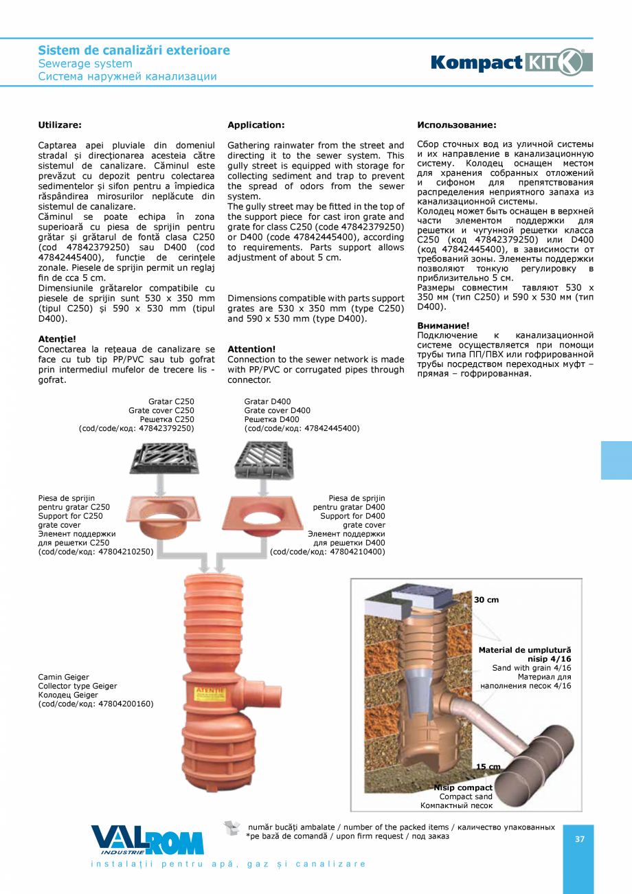 Pagina 37-Sistem de canalizari exterioare VALROM SN2÷SN8, SN10, PE100RC, PE100RC, cu acoperire...