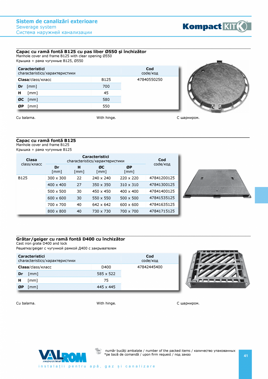 Pagina 41-Sistem de canalizari exterioare VALROM SN2÷SN8, SN10, PE100RC, PE100RC, cu acoperire...