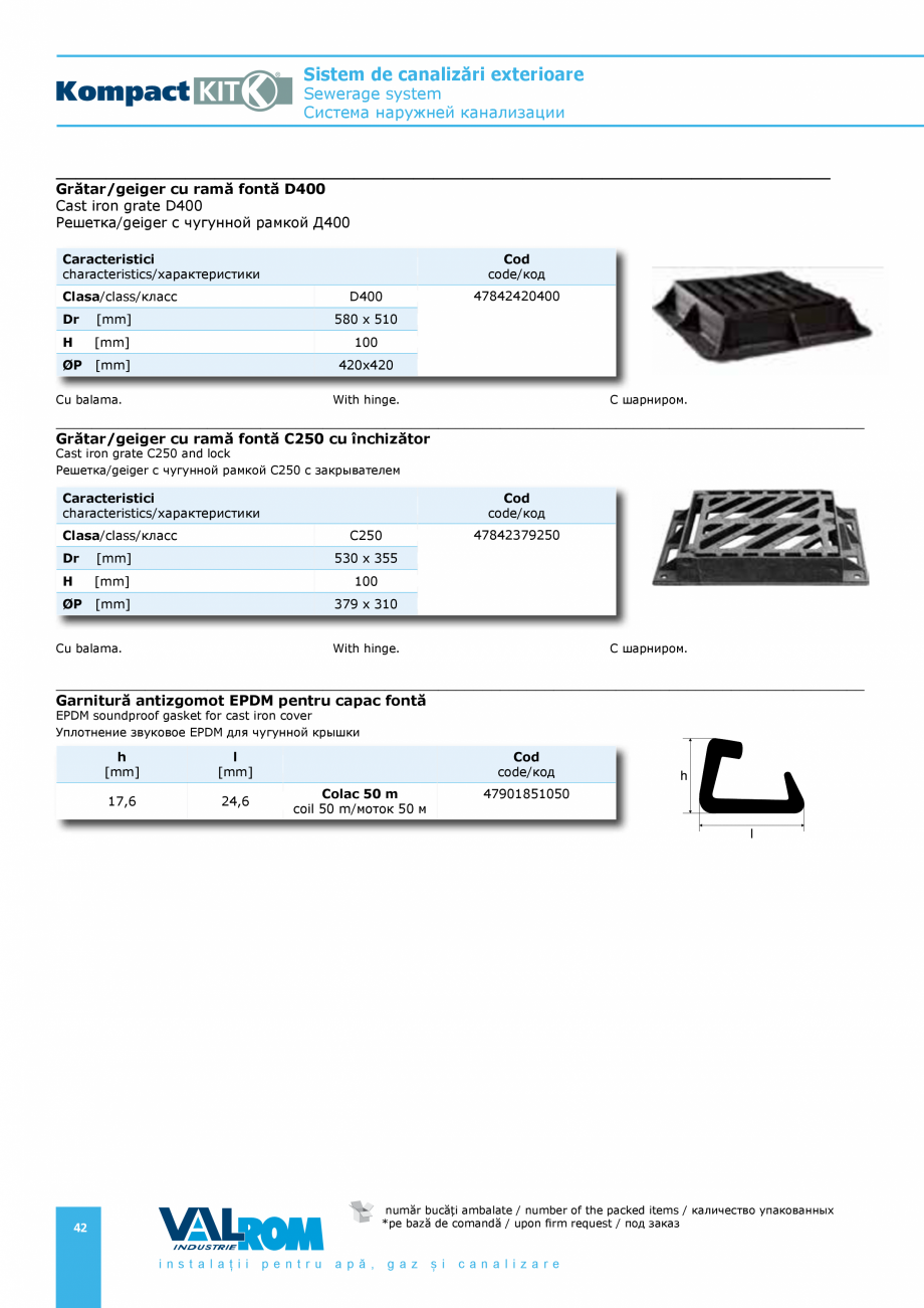 Pagina 42-Sistem de canalizari exterioare VALROM SN2÷SN8, SN10, PE100RC, PE100RC, cu acoperire...