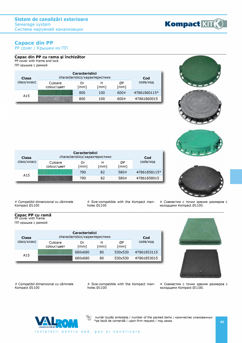 Pagina 43-Sistem de canalizari exterioare VALROM SN2÷SN8, SN10, PE100RC, PE100RC, cu acoperire...